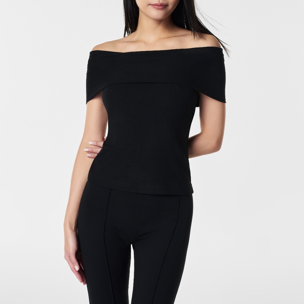 SPANX Top L Rib Off The Shoulder Top NWT